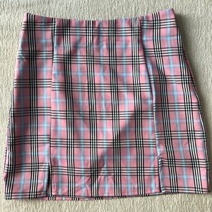 Pink Plaid Skirt